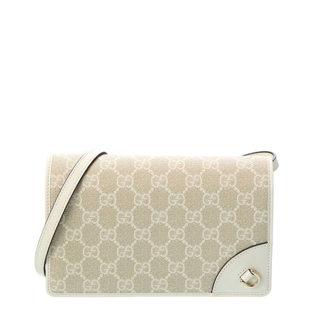 Gucci Gg Emblem Super Mini Gg Supreme Canvas & Leather Shoulder Bag, Beige